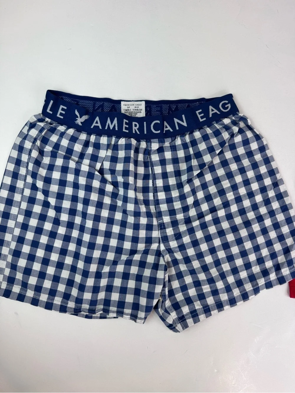 American Eagle men's boxer shorts BUNDLE blue plaid pattern AND Logo size S
